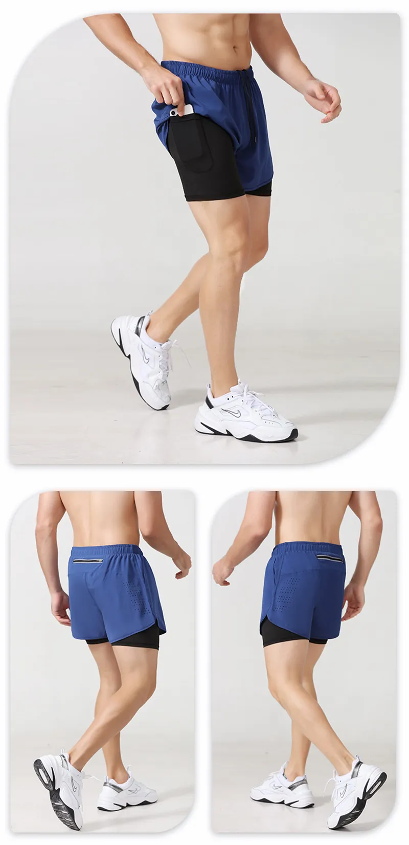 2023 Sport Shorts Men Sportswear Double-deck Training Short Pant Summer 2 In 1 Beach Homme Clothing Jogging Gym Running Shorts