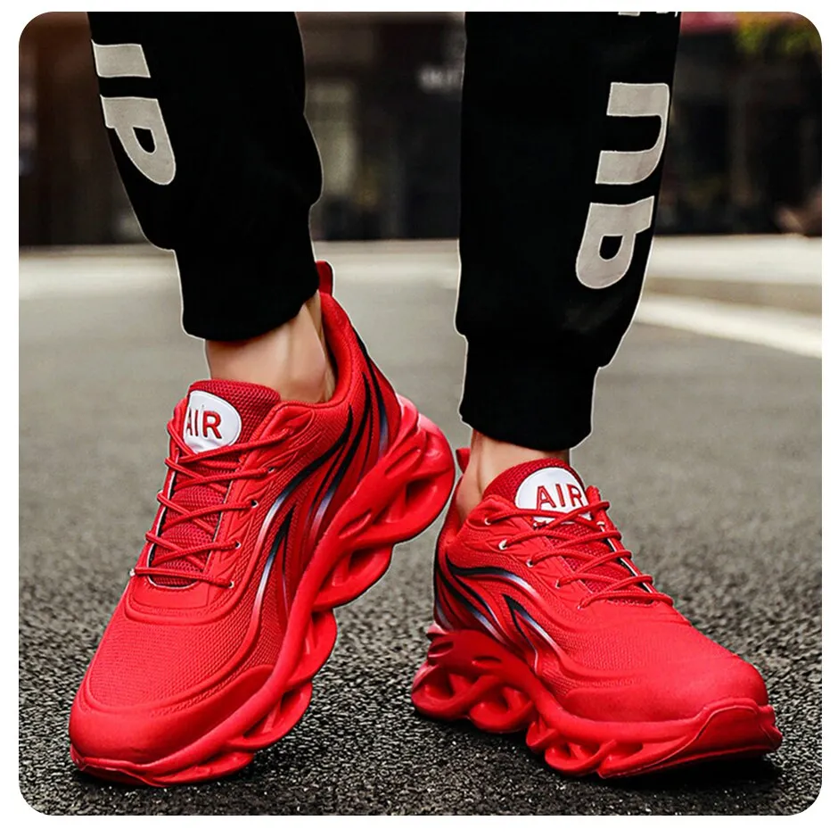 Fashion Running Shoes Men Flame Printed Sneakers Knit Athletic Sports Blade Cushioning Jogging Trainers Lightweight