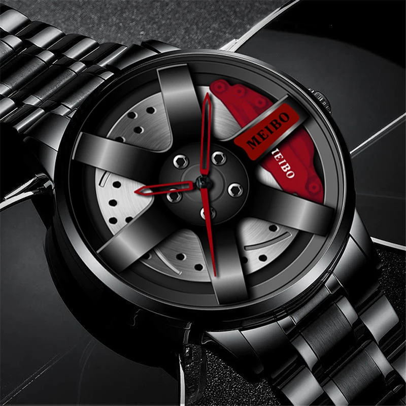 Men Fashion Watches Alloy Watch Band Black Round Wrist Watch for Male Wristwatch
